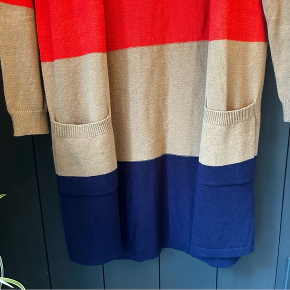 Ecowish Size XL Open Front Colorblock Long‎ Cardigan - Picture 10 of 14